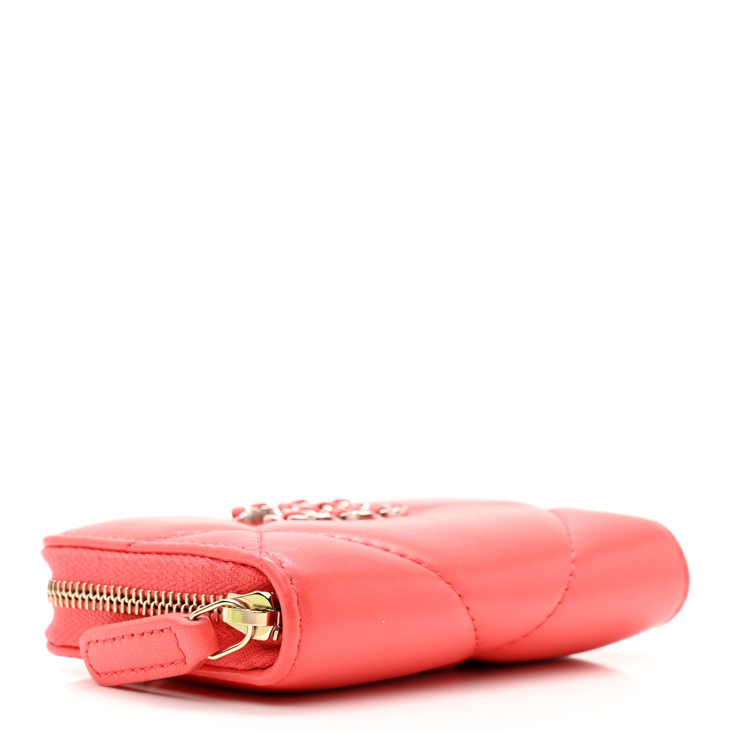 Chanel Lambskin Quilted Chanel 19 Zip Around Coin Purse Wallet Coral 4 of 8