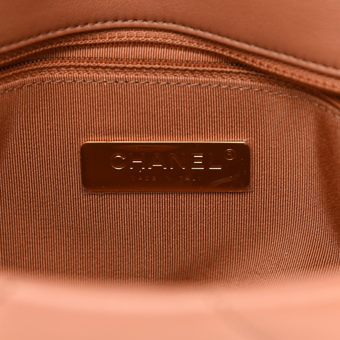 Lambskin Quilted Medium Chanel 19 Flap Light Brown