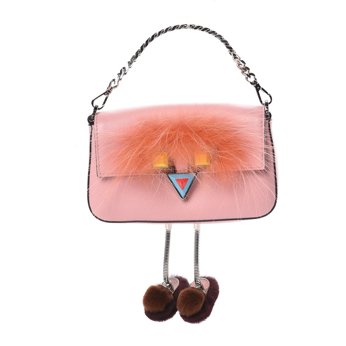 Calfskin Rabbit Fox Fur Hypnoteyes Micro Baguette Bubblegum