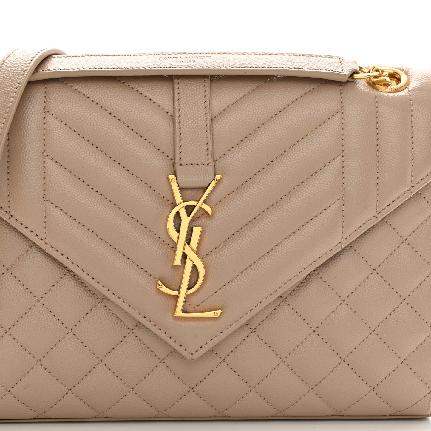 Grain De Poudre Textured Mixed Matelasse Medium Triquilt Monogram Satchel Dark Beige