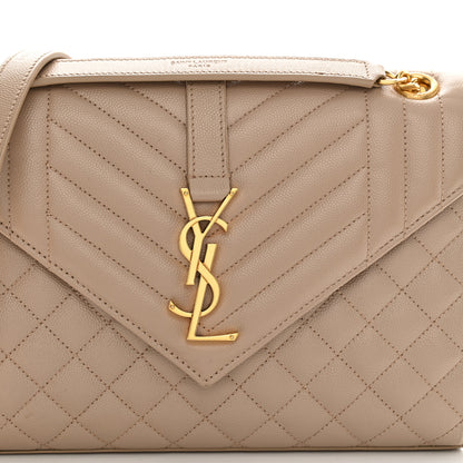 Saint Laurent Grain De Poudre Textured Mixed Matelasse Medium Triquilt Monogram Satchel Dark Beige 8 of 10