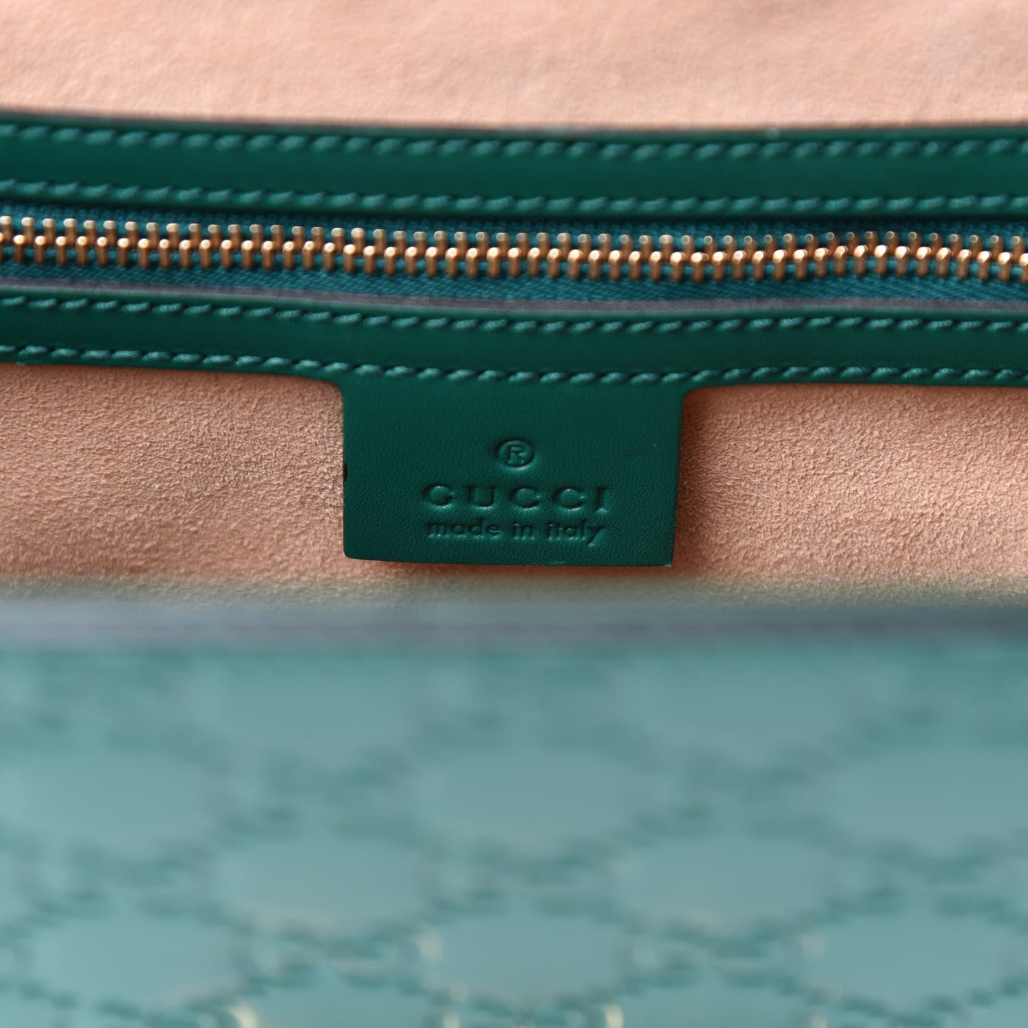 Gucci Guccissima Signature Medium Padlock Top Handle Bag Emerald 11 of 13