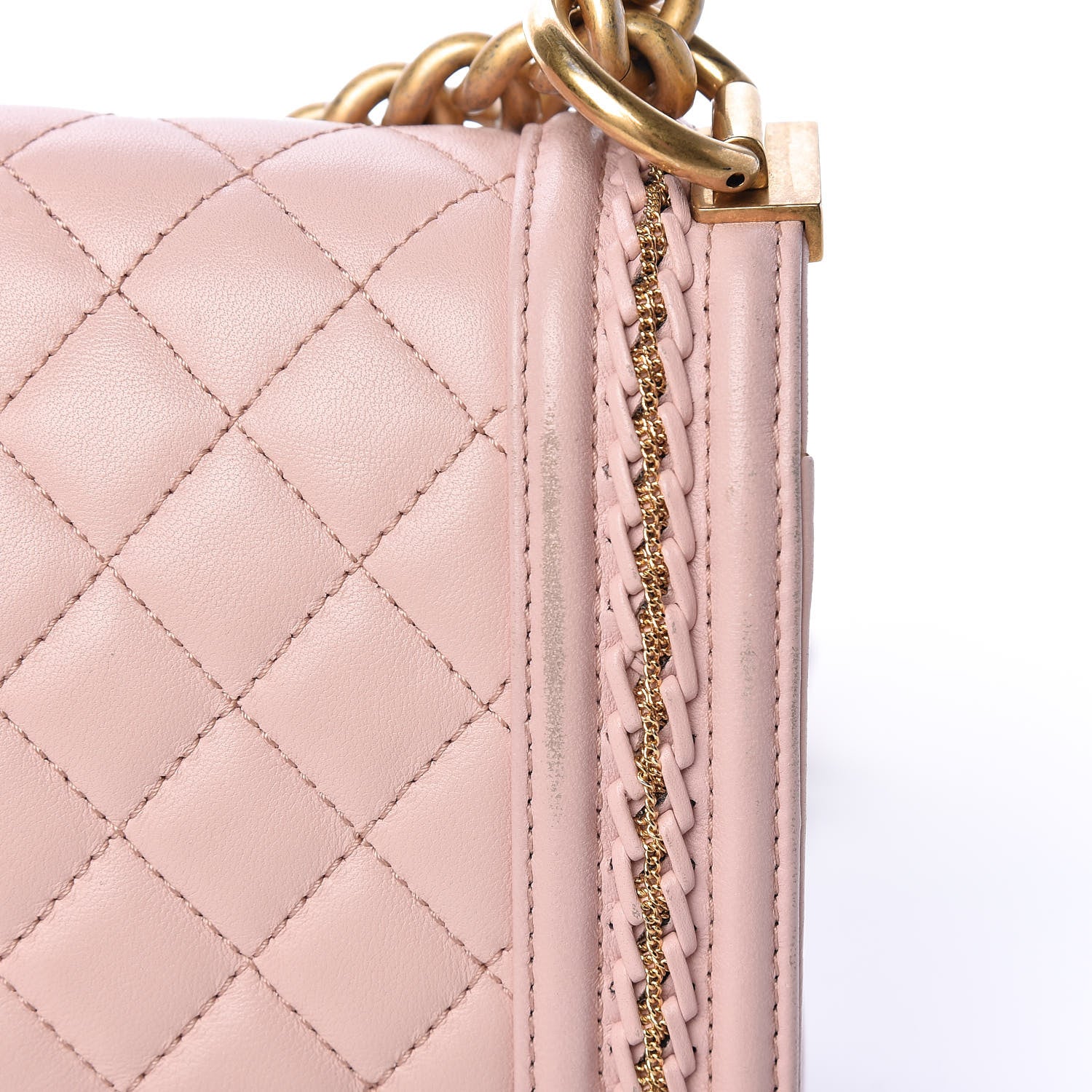 Chanel Lambskin Quilted Medium Chain Detail Boy Flap Light Pink 14 of 19