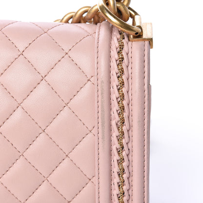 Chanel Lambskin Quilted Medium Chain Detail Boy Flap Light Pink 14 of 19