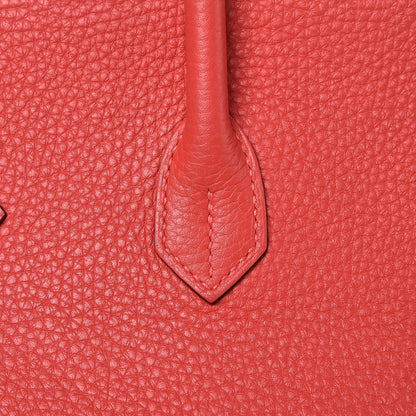 Hermes Taurillon Clemence Birkin 35 Rouge Pivoine 26 of 37