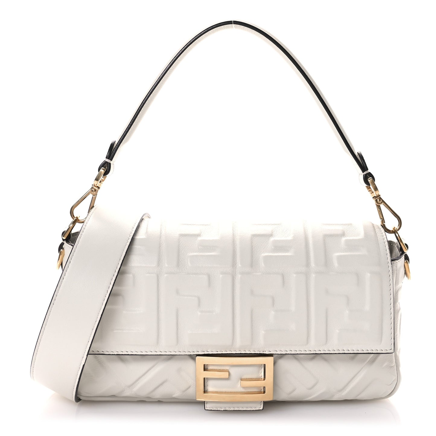 Nappa FF 1974 Embossed Baguette White