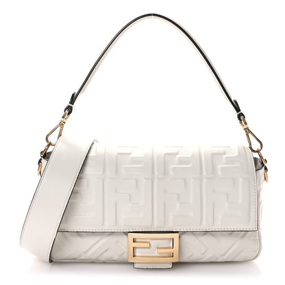 Fendi Nappa FF 1974 Embossed Baguette White 1 of 12