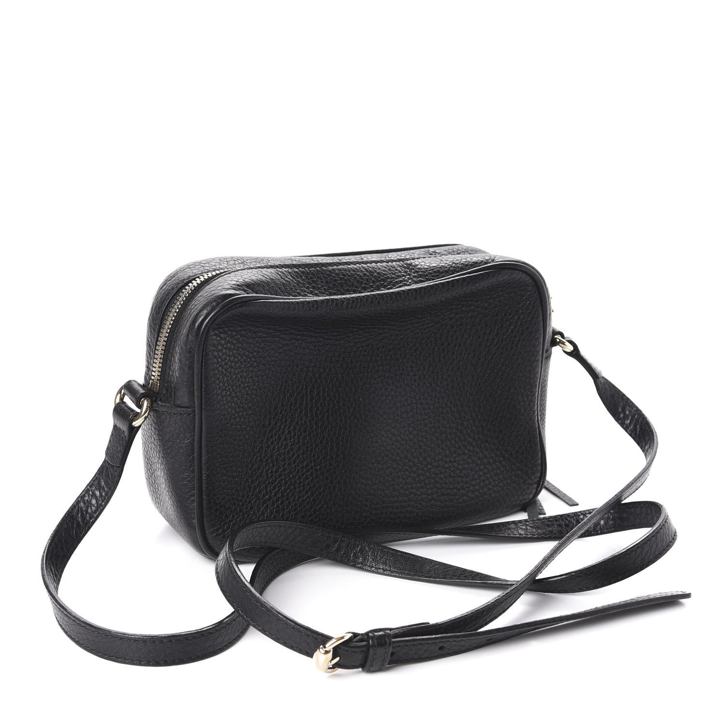 Pebbled Calfskin Small Soho Disco Bag Black