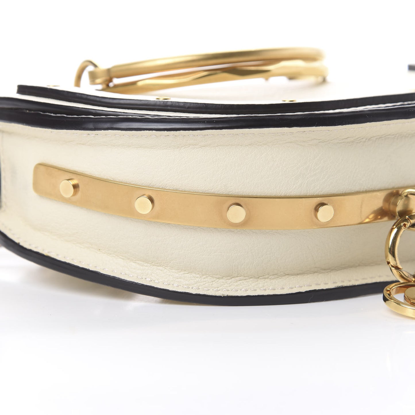 Calfskin Small Nile Bracelet Minaudiere Bag Off White