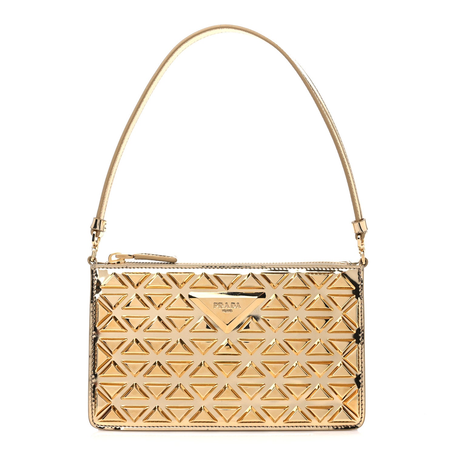 Prada Spazzolato Studded Mini Shoulder Bag Platino 1 of 8