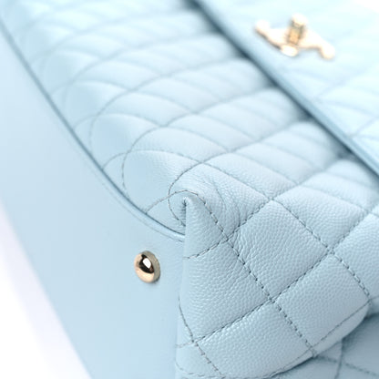 Chanel Caviar Quilted Medium Coco Handle Flap Light Blue 12 of 15