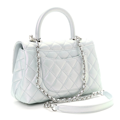 Chanel Iridescent Caviar Quilted Mini Coco Handle Flap Light Blue 3 of 11