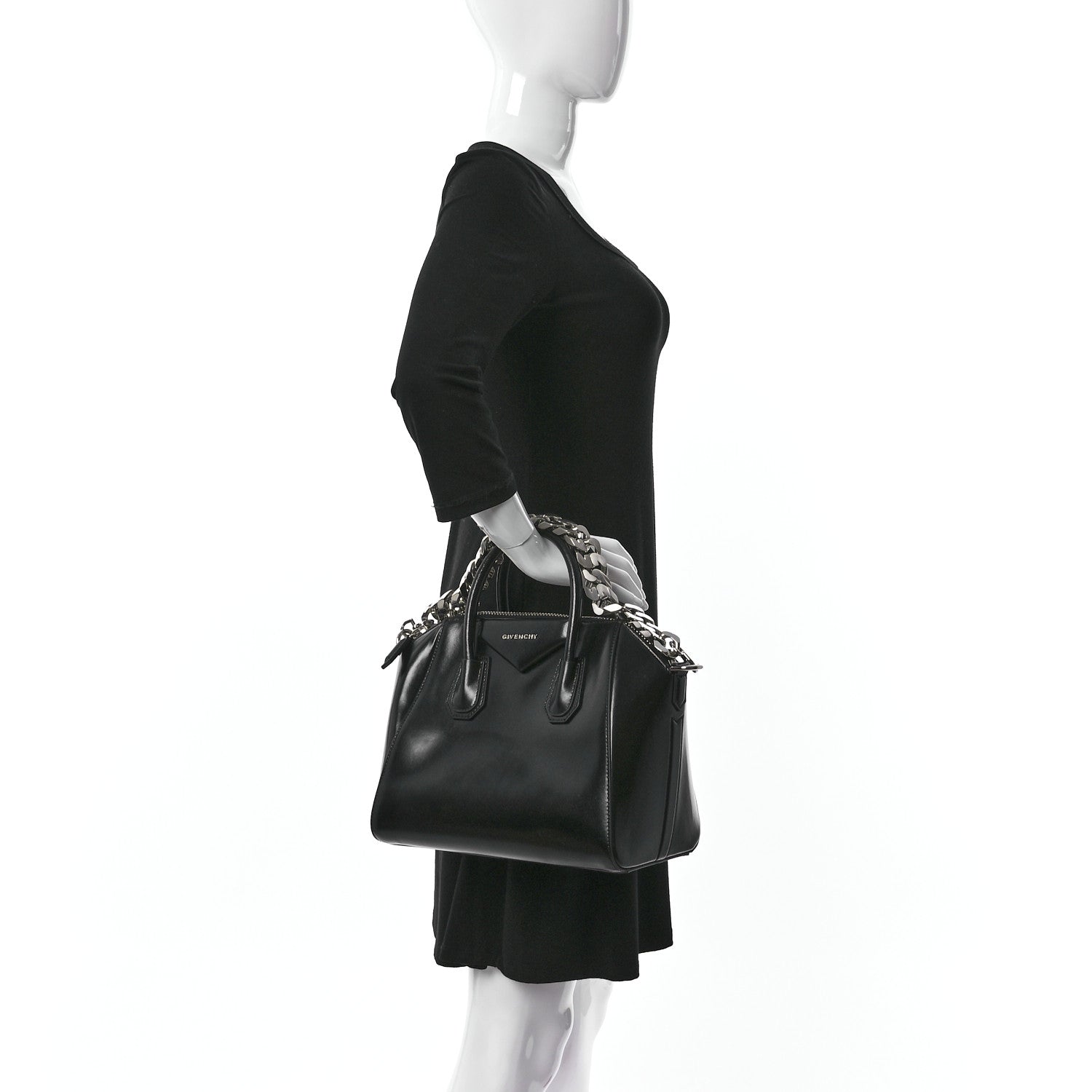 Givenchy Shiny Lord Calfskin Small Antigona With Chain Black 2 of 14