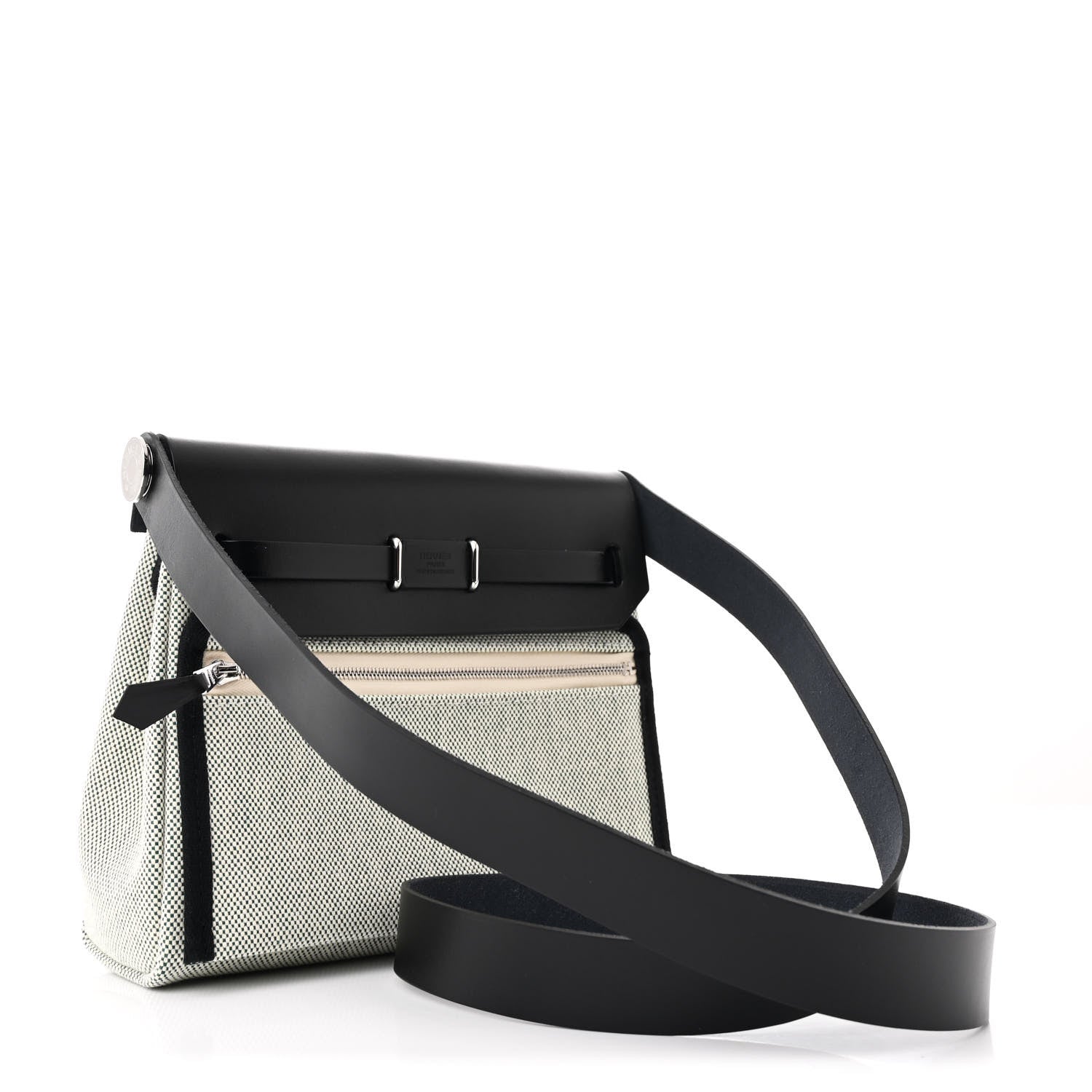 Hermes Military Toile Vache Hunter Herbag Zip Retourne 20 Ecru Vert Moyen Black 3 of 11