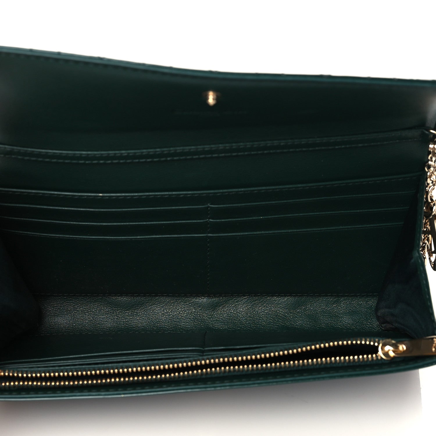 Christian Dior Patent Cannage Rendez-vous Chain Wallet Dark Green 5 of 10