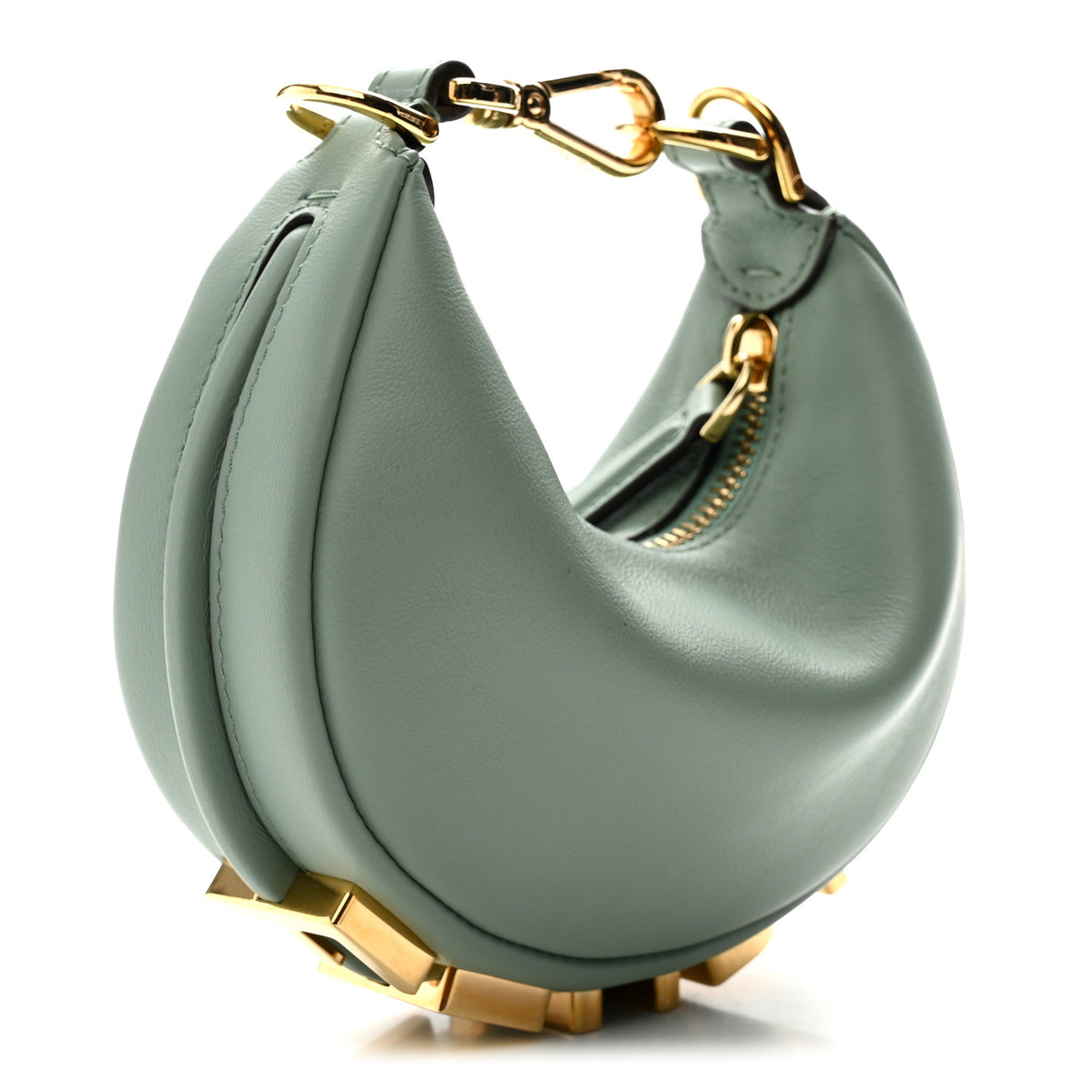 Fendi Vitello Grace New Matte Nano Fendigraphy Hobo Charm Menta 3 of 7