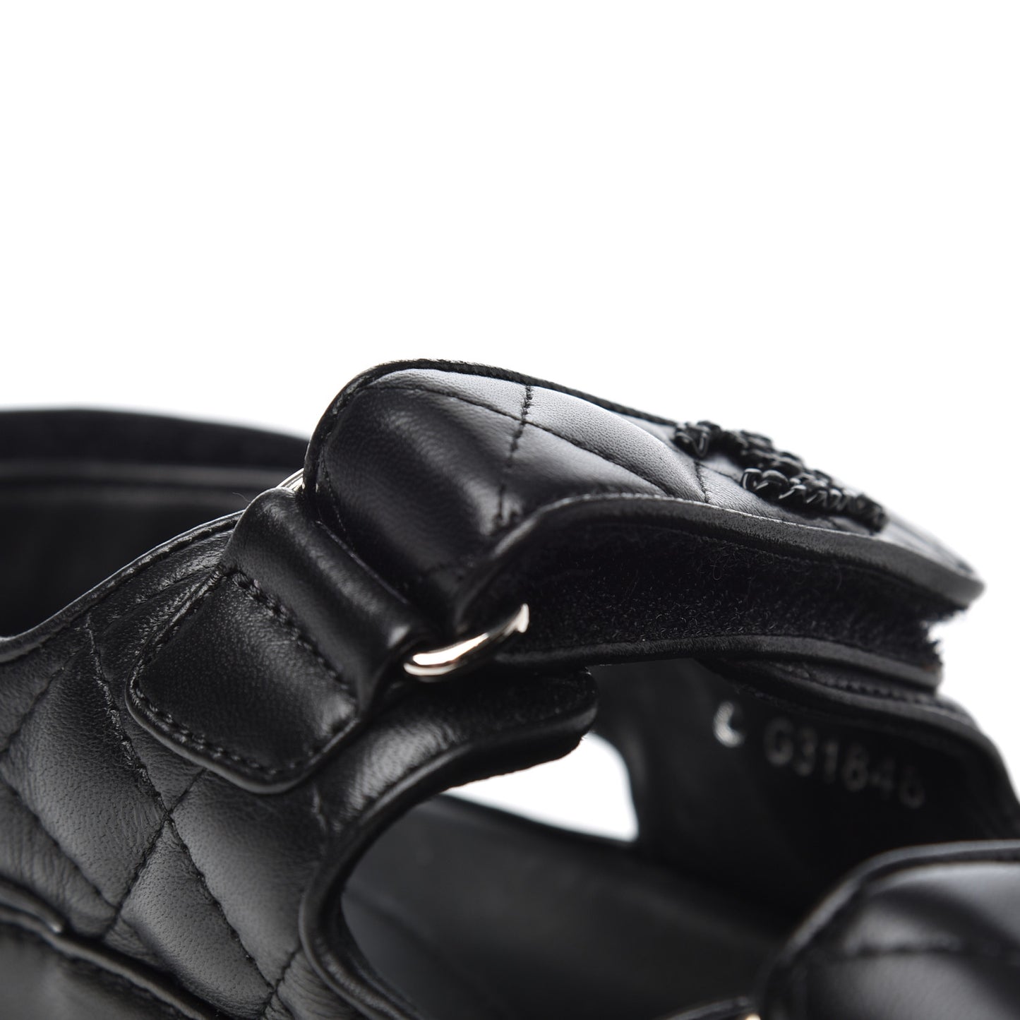 Lambskin Velcro Dad Sandals 36.5 Black