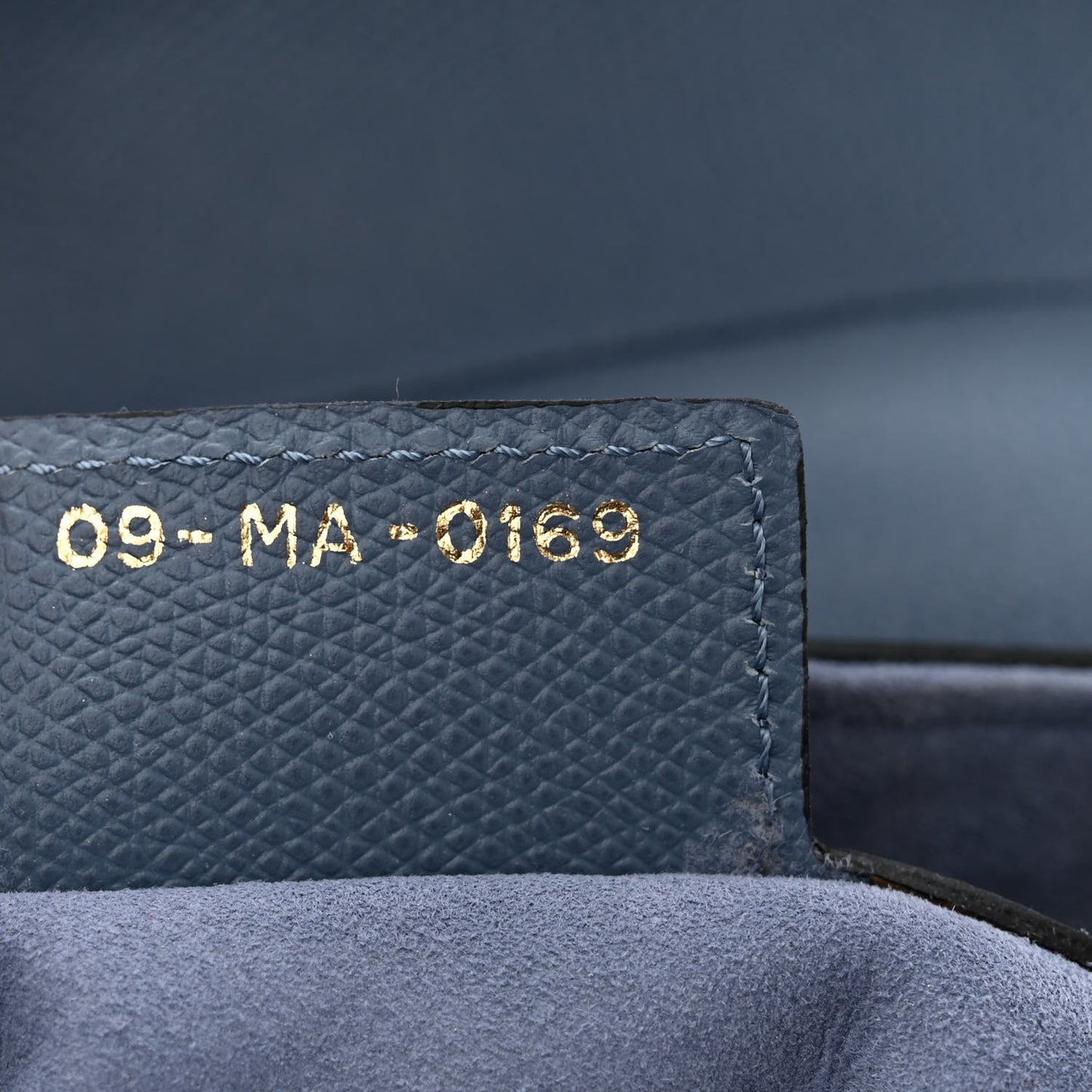 Grained Calfskin Saddle Bag Denim Blue