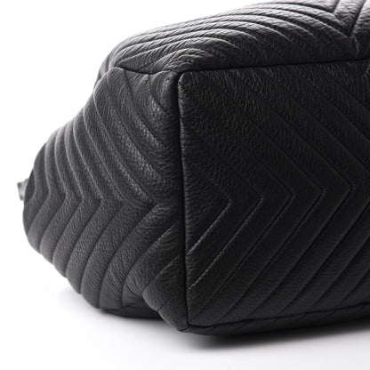 Chanel Deerskin Chevron Large CC Chain Bucket Drawstring Bag Black 6 of 10