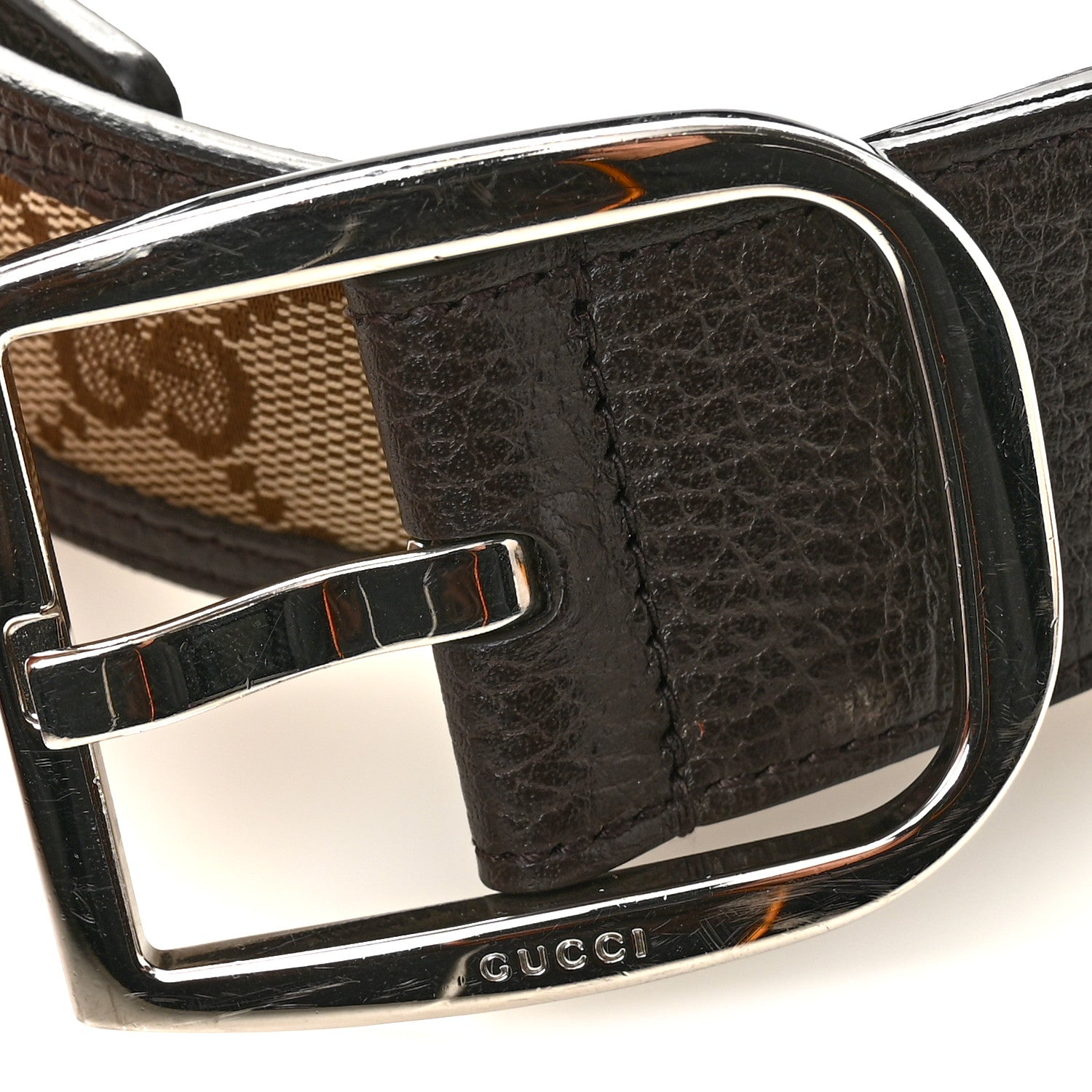 Gucci Monogram Dollar Calfskin 40mm Belt 80 32 Beige Ebony Testa Di Moro 6 of 6