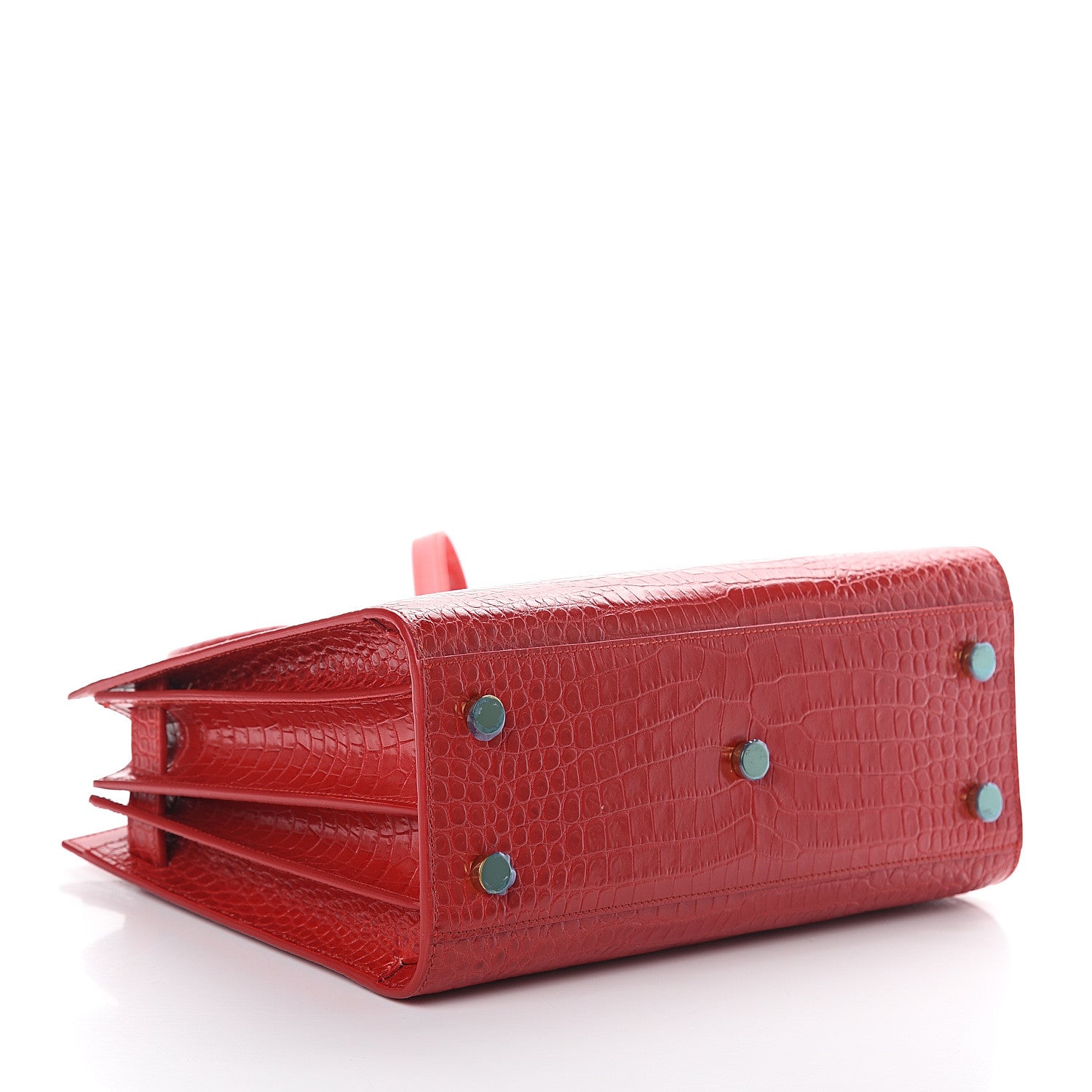 Saint Laurent Calfskin Crocodile Embossed Baby Sac De Jour Red 3 of 8