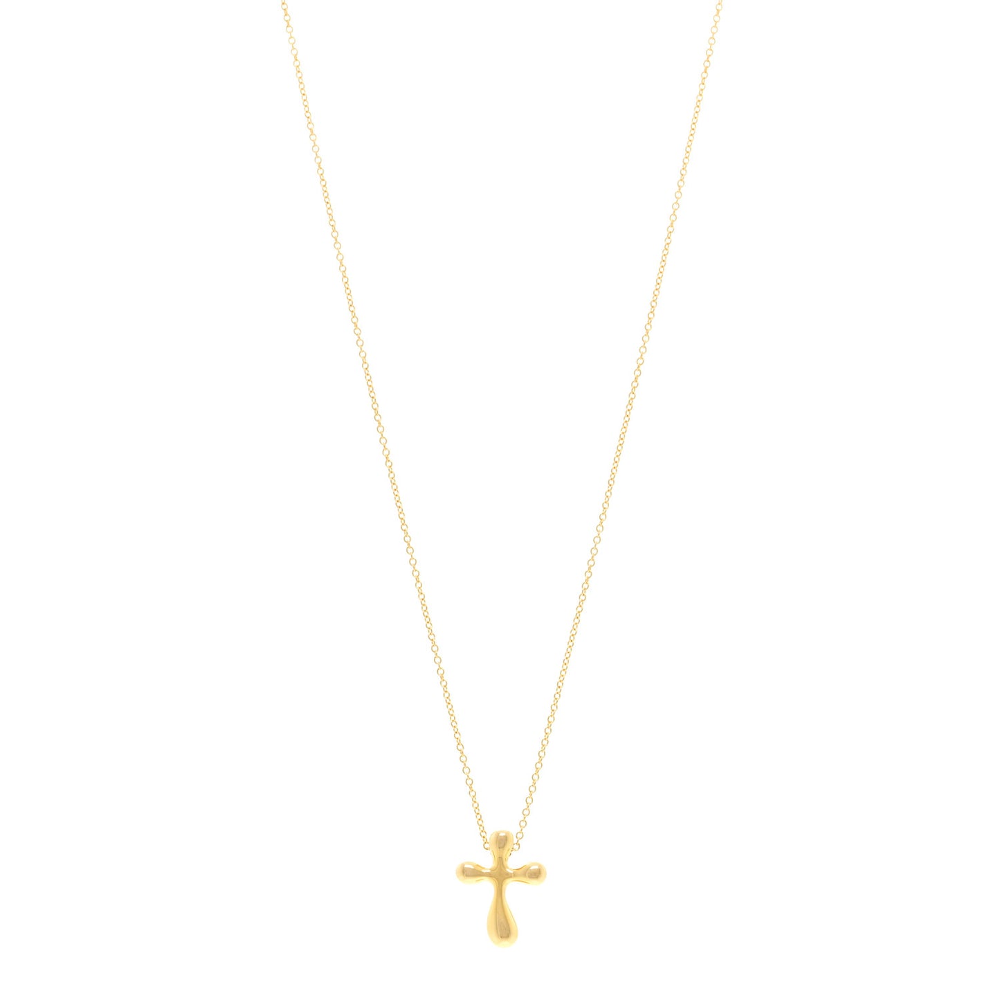18K Yellow Gold 12mm Elsa Peretti Cross Pendant Necklace
