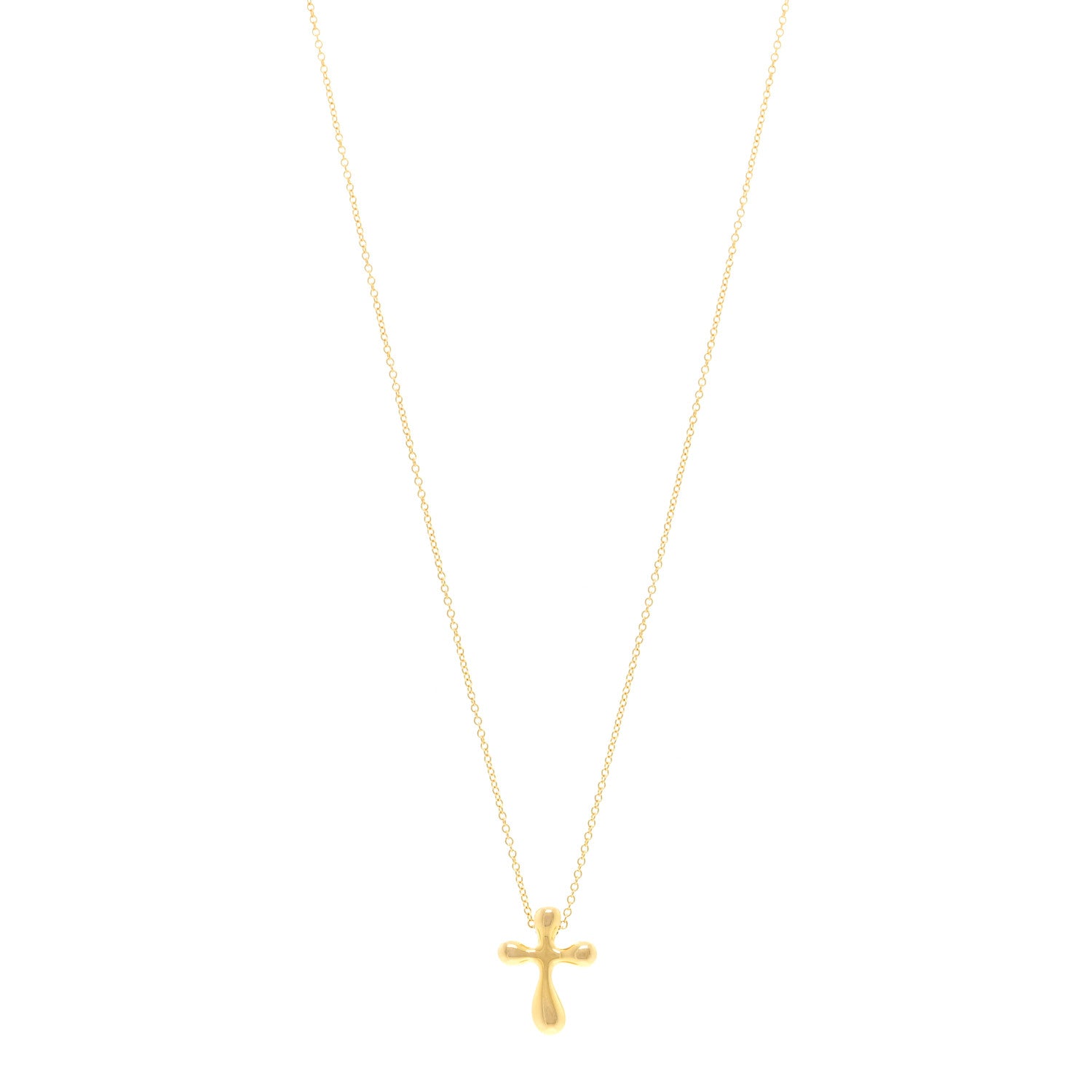 Tiffany 18K Yellow Gold 12mm Elsa Peretti Cross Pendant Necklace 1 of 4