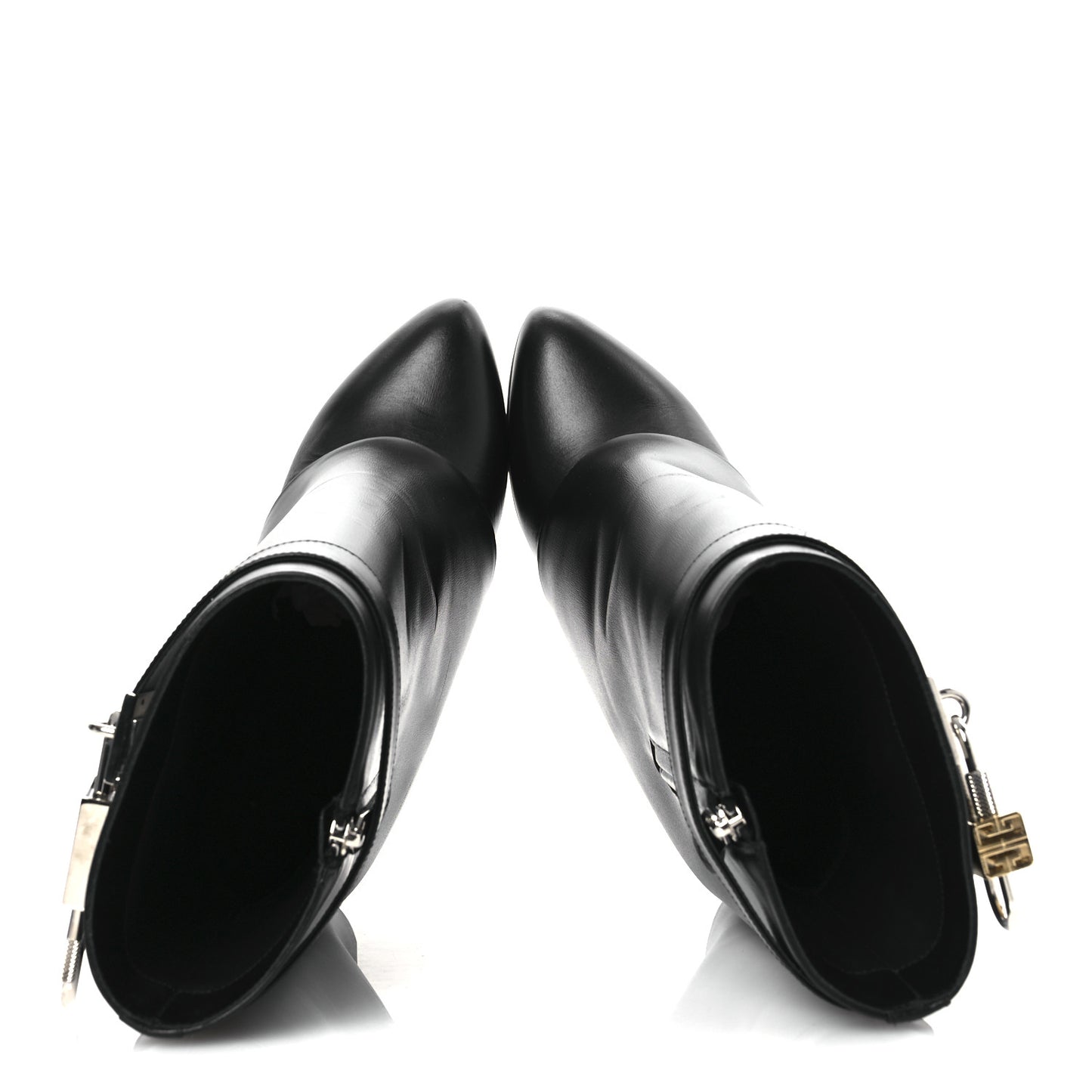Calfskin Shark Lock Ankle Boots 39 Black