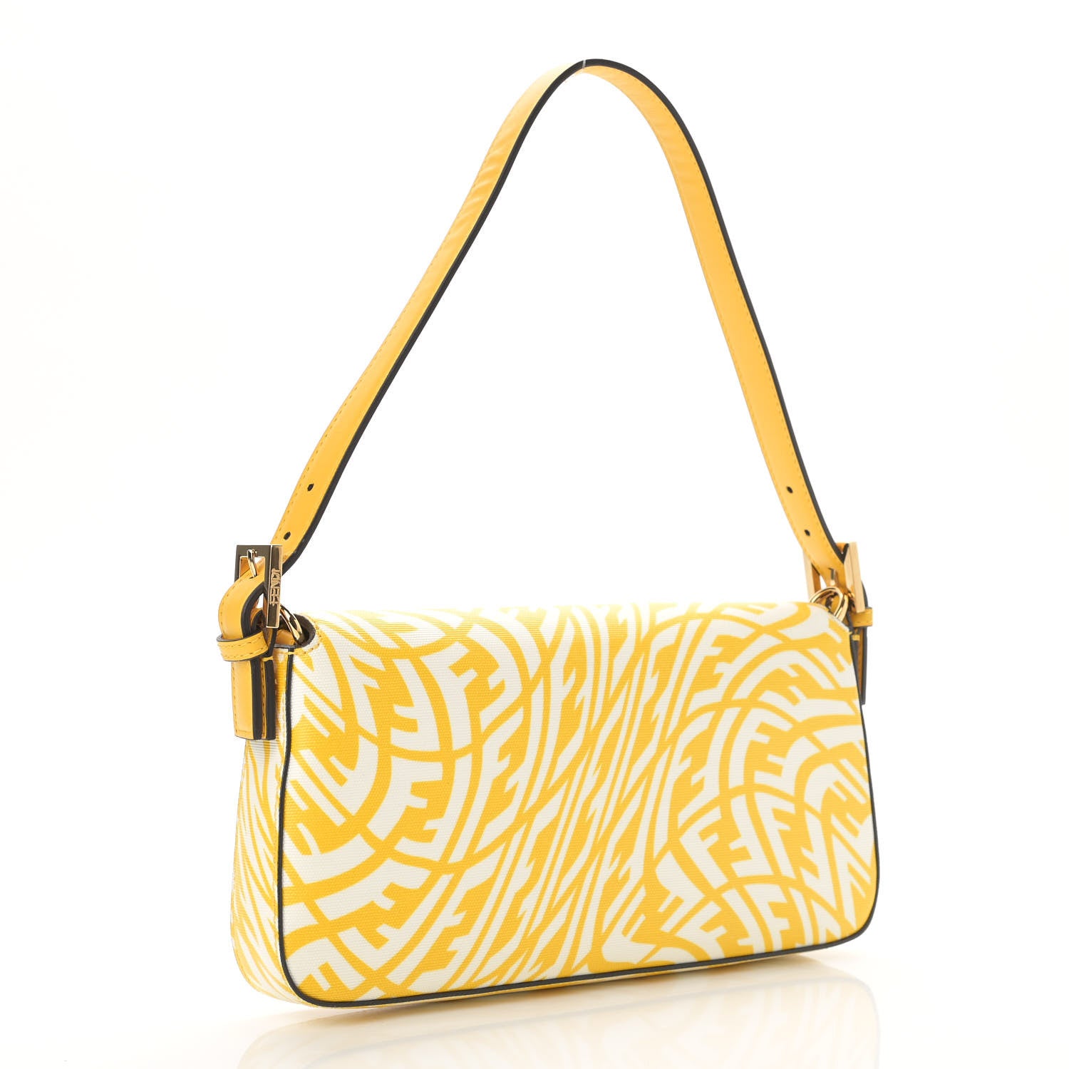 Fendi X SARAH COLEMAN Glazed Canvas Vitello King FF Vertigo Baguette 1997 Mimosa White 3 of 10