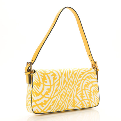 Fendi X SARAH COLEMAN Glazed Canvas Vitello King FF Vertigo Baguette 1997 Mimosa White 3 of 10