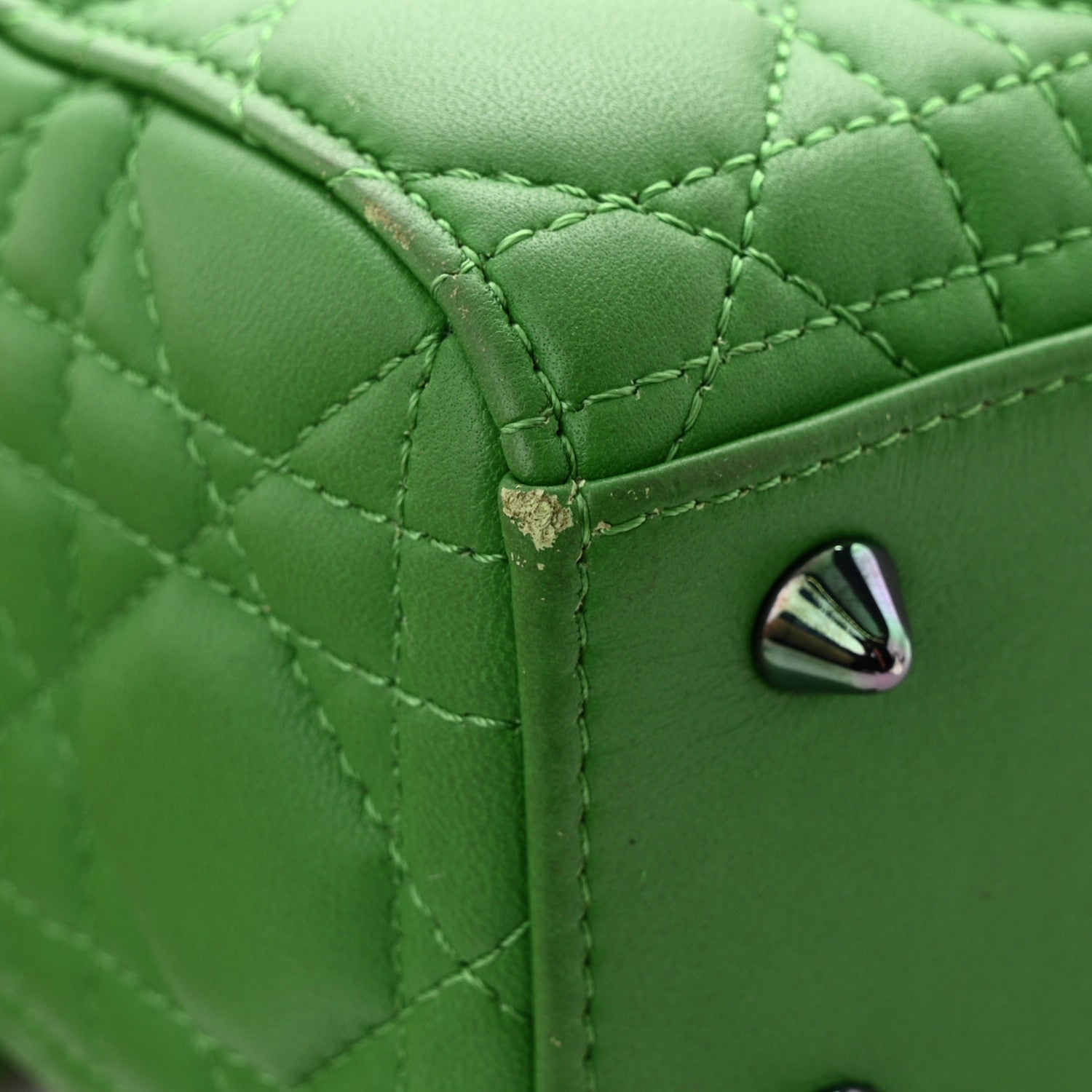 Christian Dior Lambskin Cannage Small Lady Dior Bright Green 12 of 15