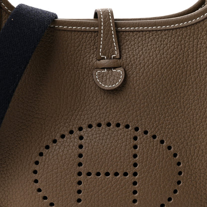 Hermes Taurillon Clemence Amazone Evelyne TPM Etoupe Bleu Indigo 8 of 10