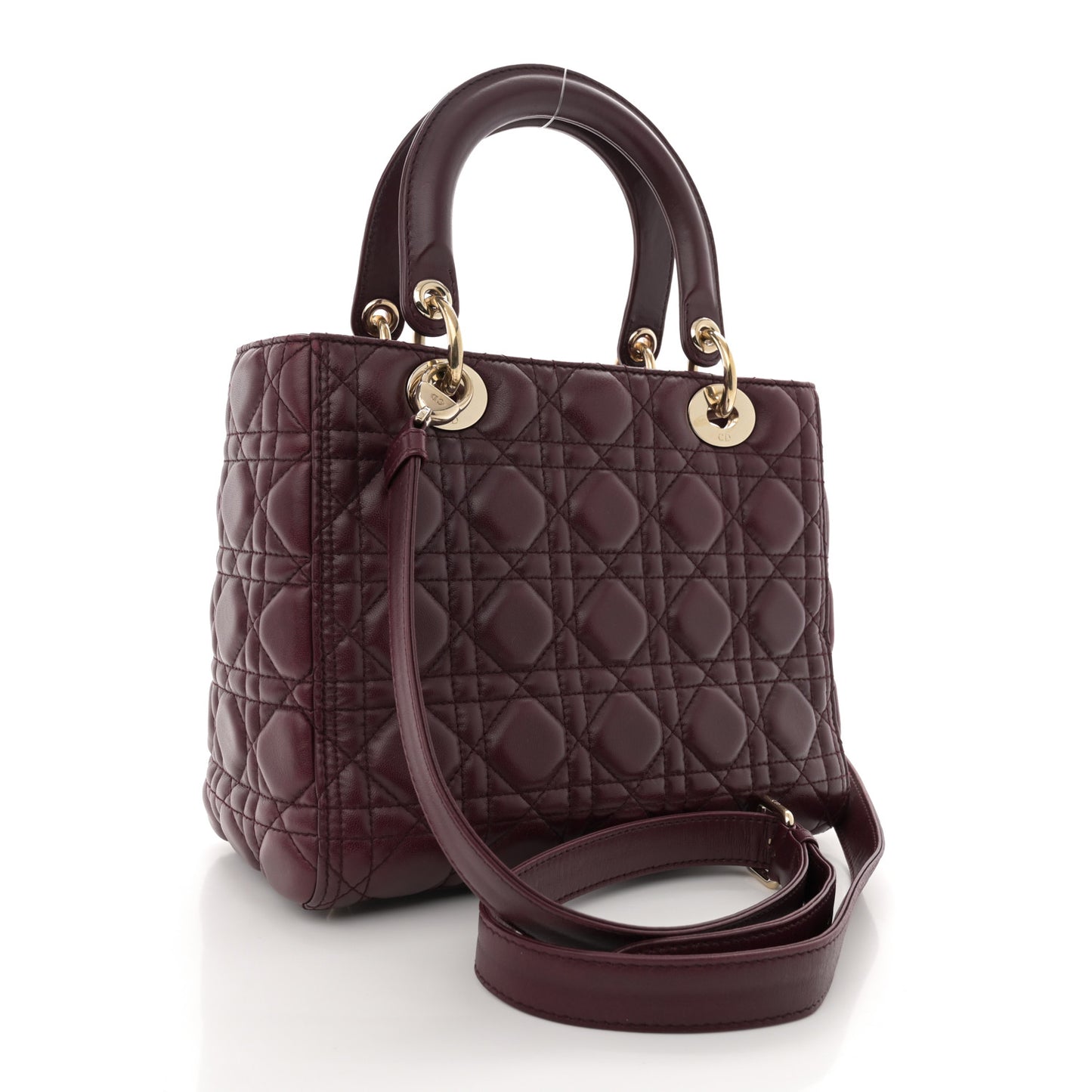Lambskin Cannage Medium Lady Dior Burgundy