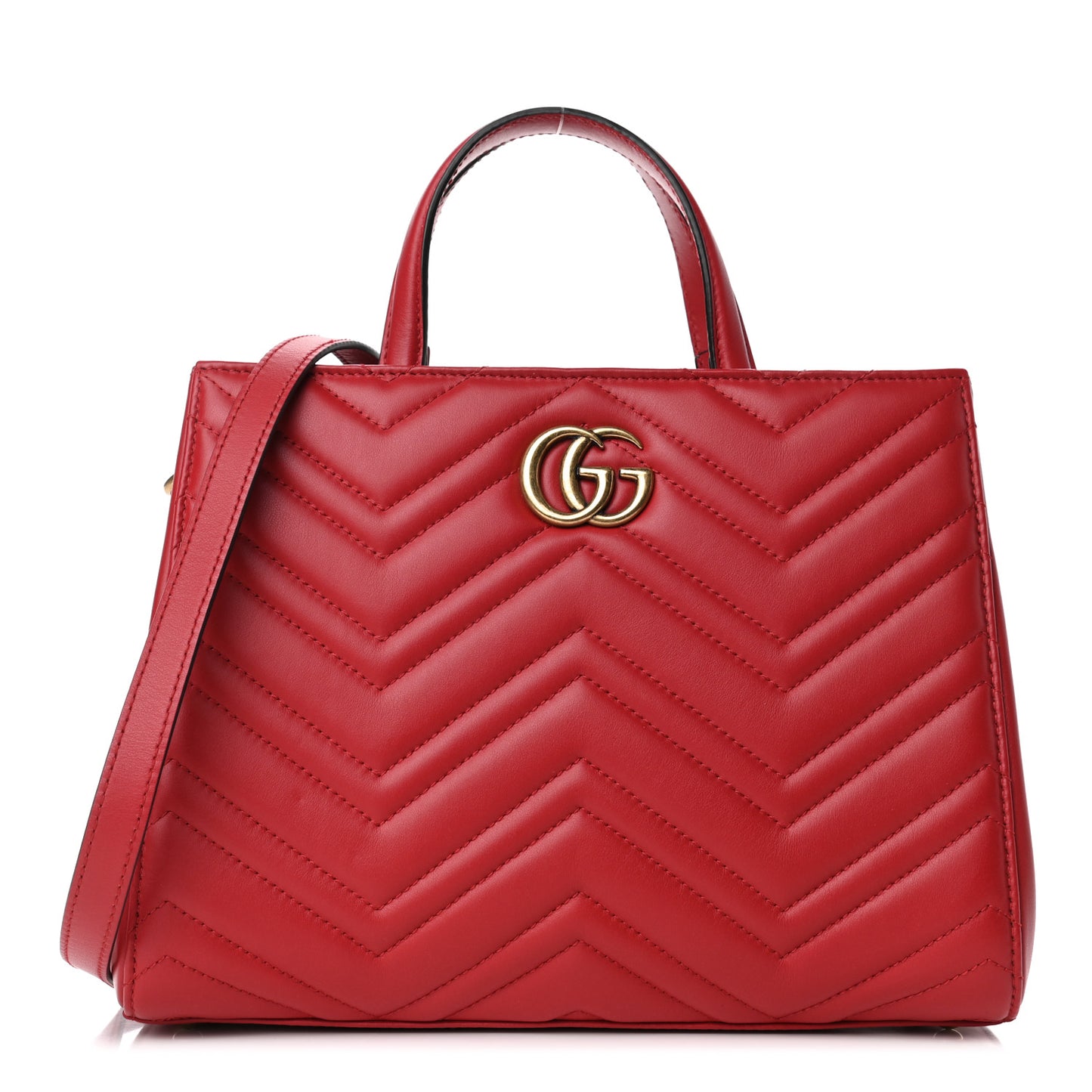 Calfskin Matelasse Small GG Marmont Tote Hibiscus Red
