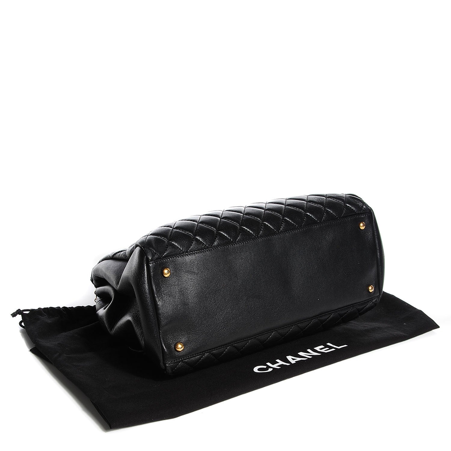 Chanel Lambskin Quilted Large Just Mademoiselle Bowling Bag Black 4 of 8