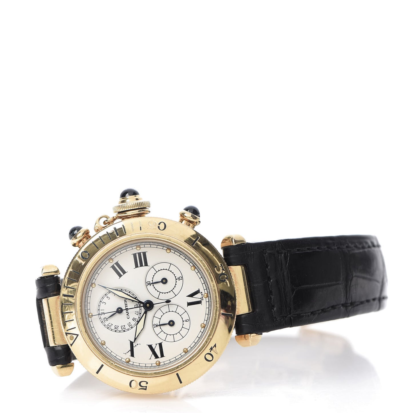 18K Yellow Gold Alligator 35mm Pasha C Chronograph Quartz Watch