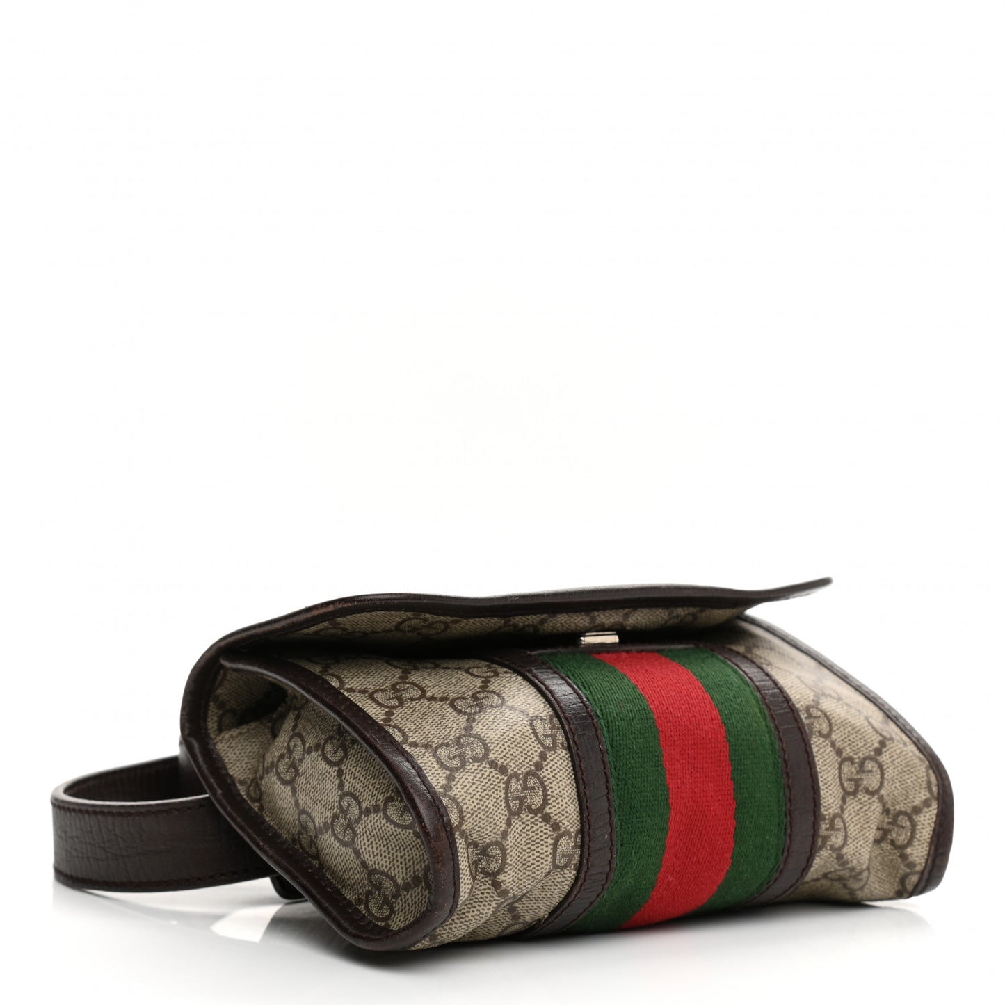 GG Monogram Plus Web Belt Bag Dark Brown