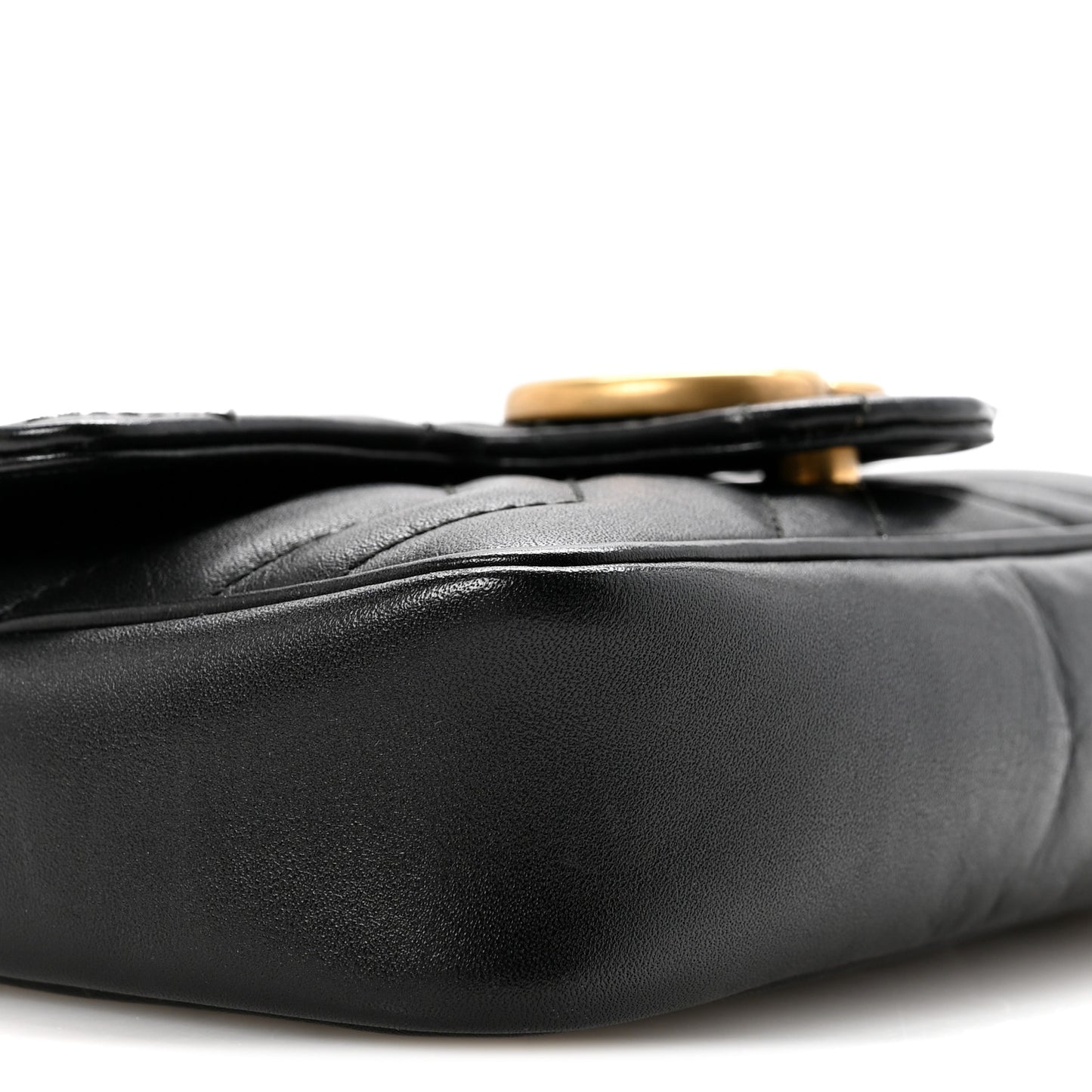 Calfskin Matelasse Super Mini GG Marmont Shoulder Bag Black