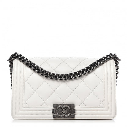 Chanel Calfskin Double Stitch Medium Boy Flap White 1 of 10