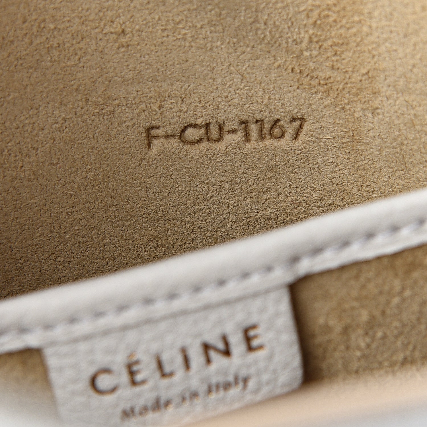 Celine Drummed Calfskin Nano Luggage Optic White 6 of 9