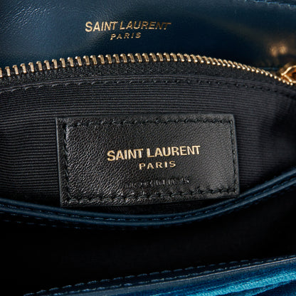 Saint Laurent Velvet Y Quilted Monogram Toy Loulou Chain Satchel Dark Ottanio 7 of 11