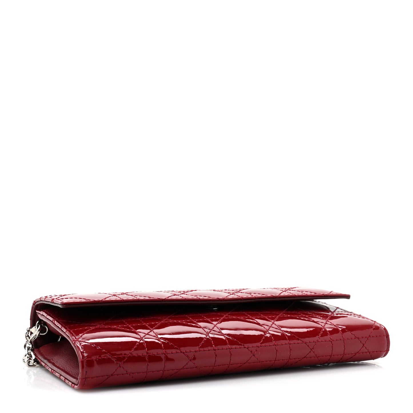 Patent Cannage Lady Dior Rendezvous Wallet On Chain Red