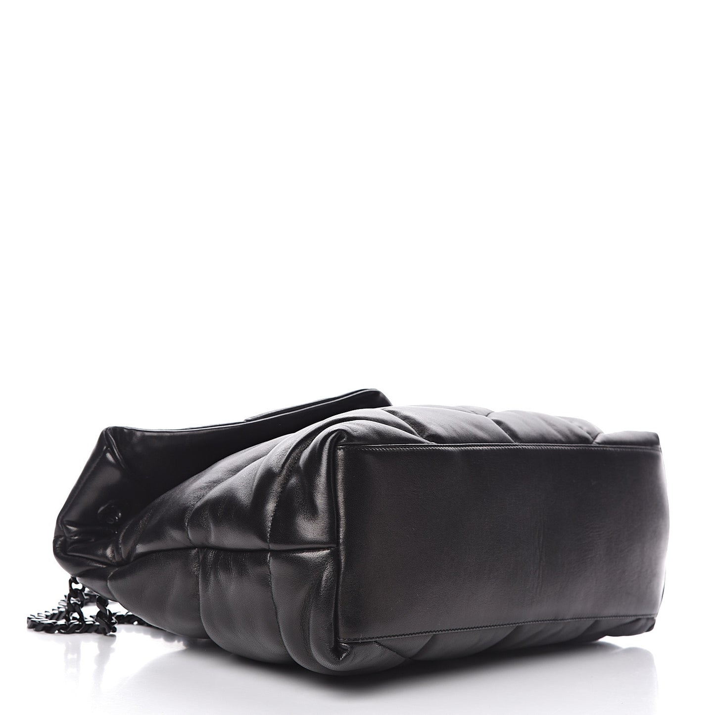 Lambskin Quilted Medium Loulou Puffer Monogram Chain Satchel Black