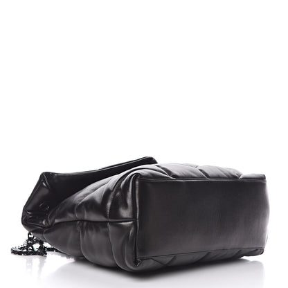 Saint Laurent Lambskin Quilted Medium Loulou Puffer Monogram Chain Satchel Black 4 of 11