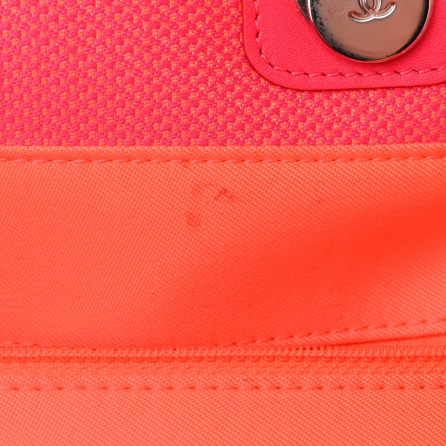 Chanel Mixed Fibers Calfskin Medium Deauville Tote Pink Orange 12 of 16