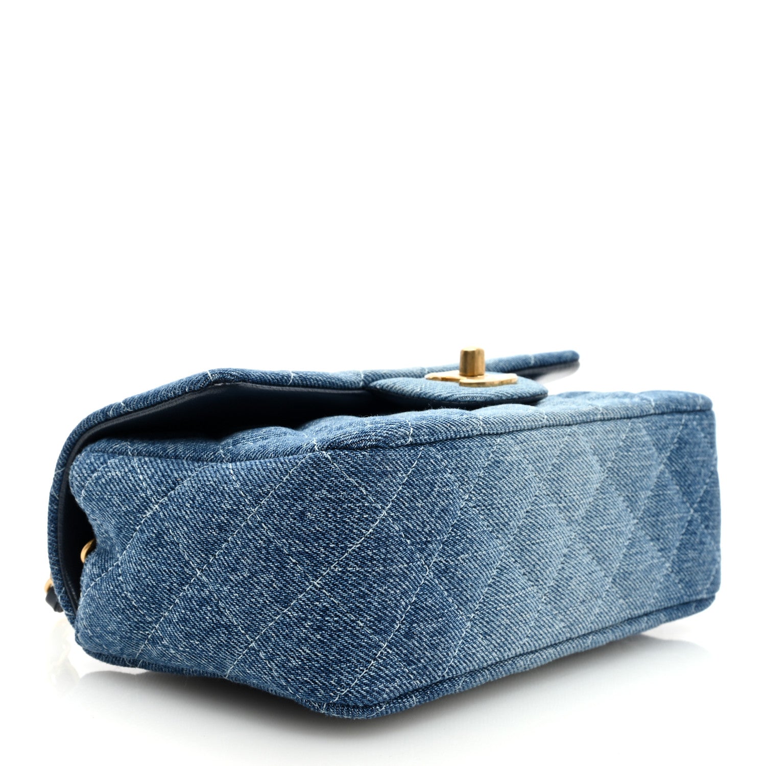 Chanel Washed Denim Quilted Mini Rectangular Flap Blue 4 of 9