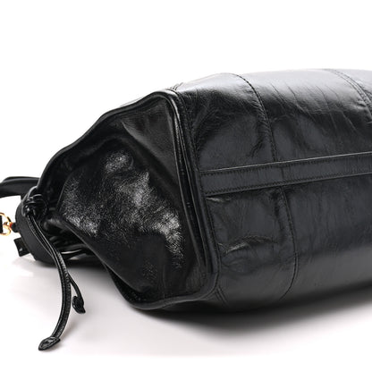 Prada Glossy Calfskin Triangle Large Bonnie Shoulder Bag Black 8 of 9