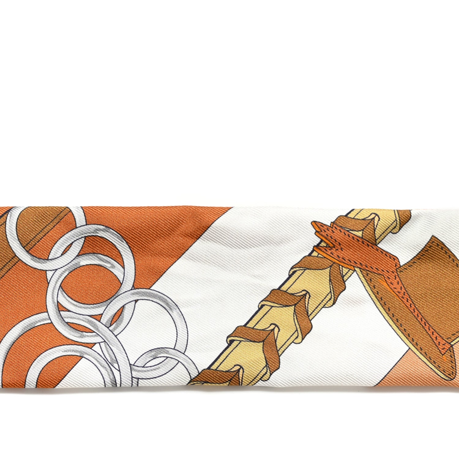Hermes Silk Brides et Gris Twilly Caramel White Bronze 6 of 6