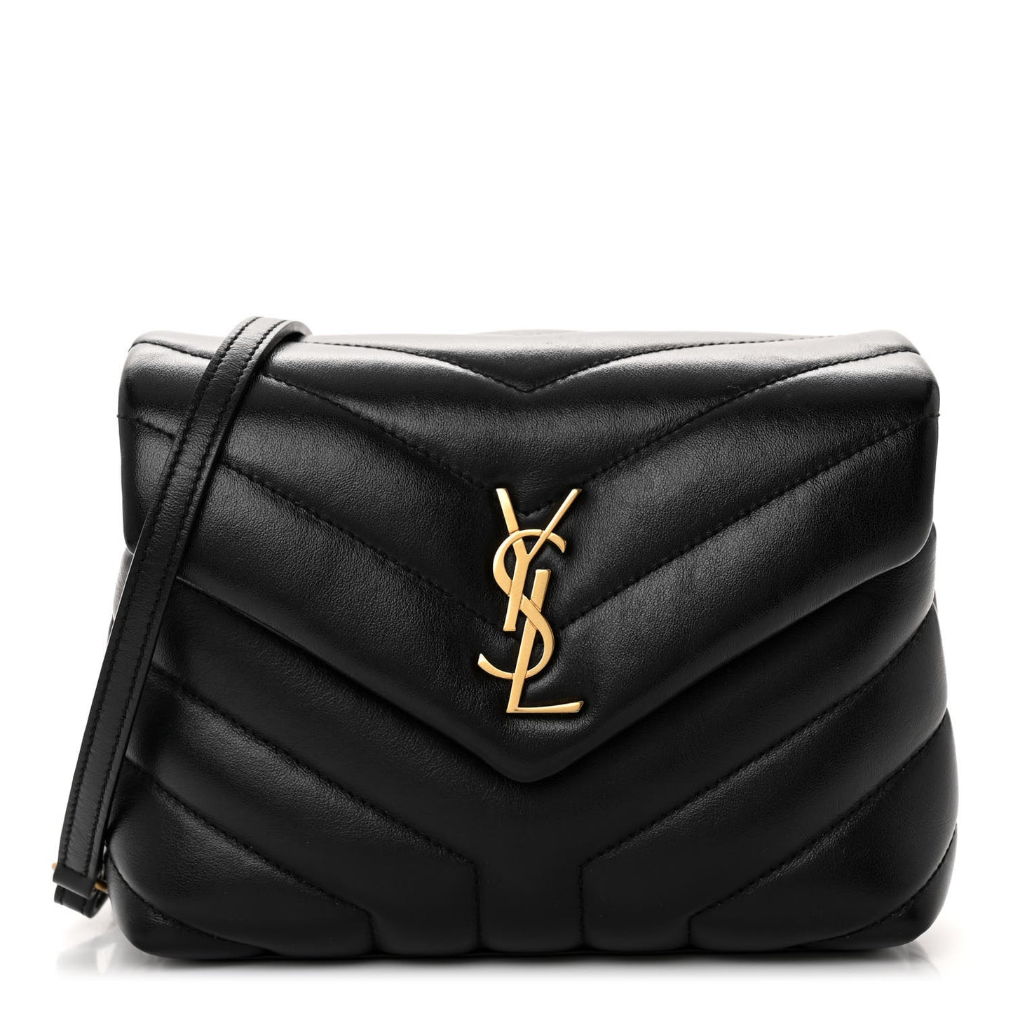 Calfskin Y Quilted Monogram Toy Loulou Crossbody Bag Black