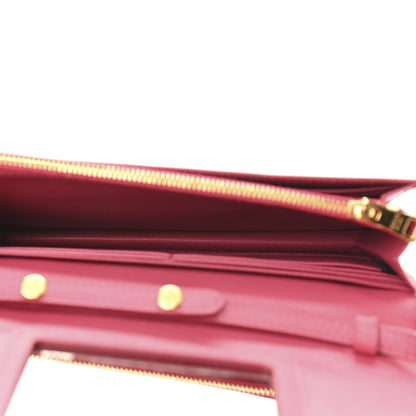 Prada Saffiano Metal Mini Crossbody Wallet Peonia 4 of 11